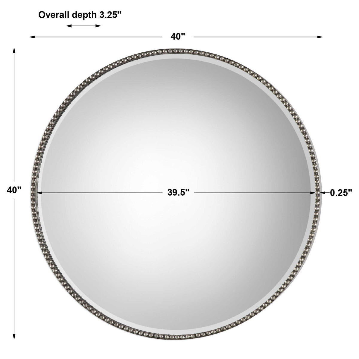 Stefania Beaded Round Mirror - Silver by Uttermost - View 6