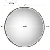 Stefania Beaded Round Mirror - Silver by Uttermost - View 6