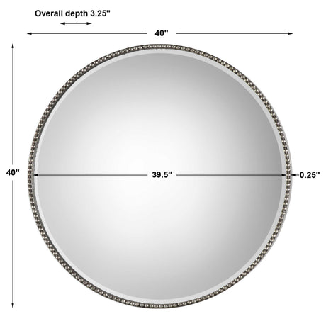 Stefania Beaded Round Mirror - Silver by Uttermost - View 6