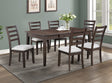7pc Dining Set Multifunctional Table Upholstered Chair Rich Wood Finish Dual Ended Hidden Storage Compartments Two Built-in Side Drawers Wooden Dining Room Furniture Wooden Dining Room Furniture