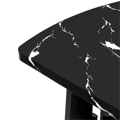 6 Piece Modern Dining Table Set, 63' Faux Marble Dining Table with Geometric Legs & 4 Upholstered Chairs & 1 Bench, Suitable for Dining Kitchen Room,Easy to Assemble, Beige+Black - sold by Home Elegance USA