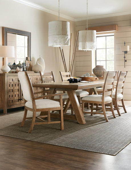 Vineyard Row Rectangle Dining Table with Two 20-inch Leaves by Hooker Furniture in Pecky Hickory Veneers