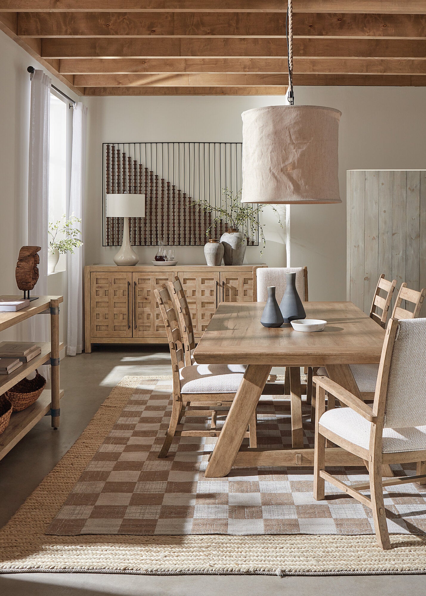 Vineyard Row Rectangle Dining Table with Two 20-inch Leaves by Hooker Furniture in Pecky Hickory Veneers