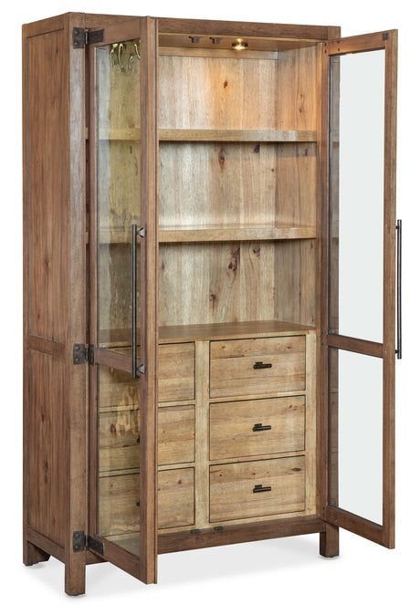 Vineyard Row Display Cabinet by Hooker Furniture in Pecky Hickory & Sonoma Finish