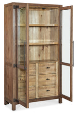 Vineyard Row Display Cabinet by Hooker Furniture in Pecky Hickory & Sonoma Finish