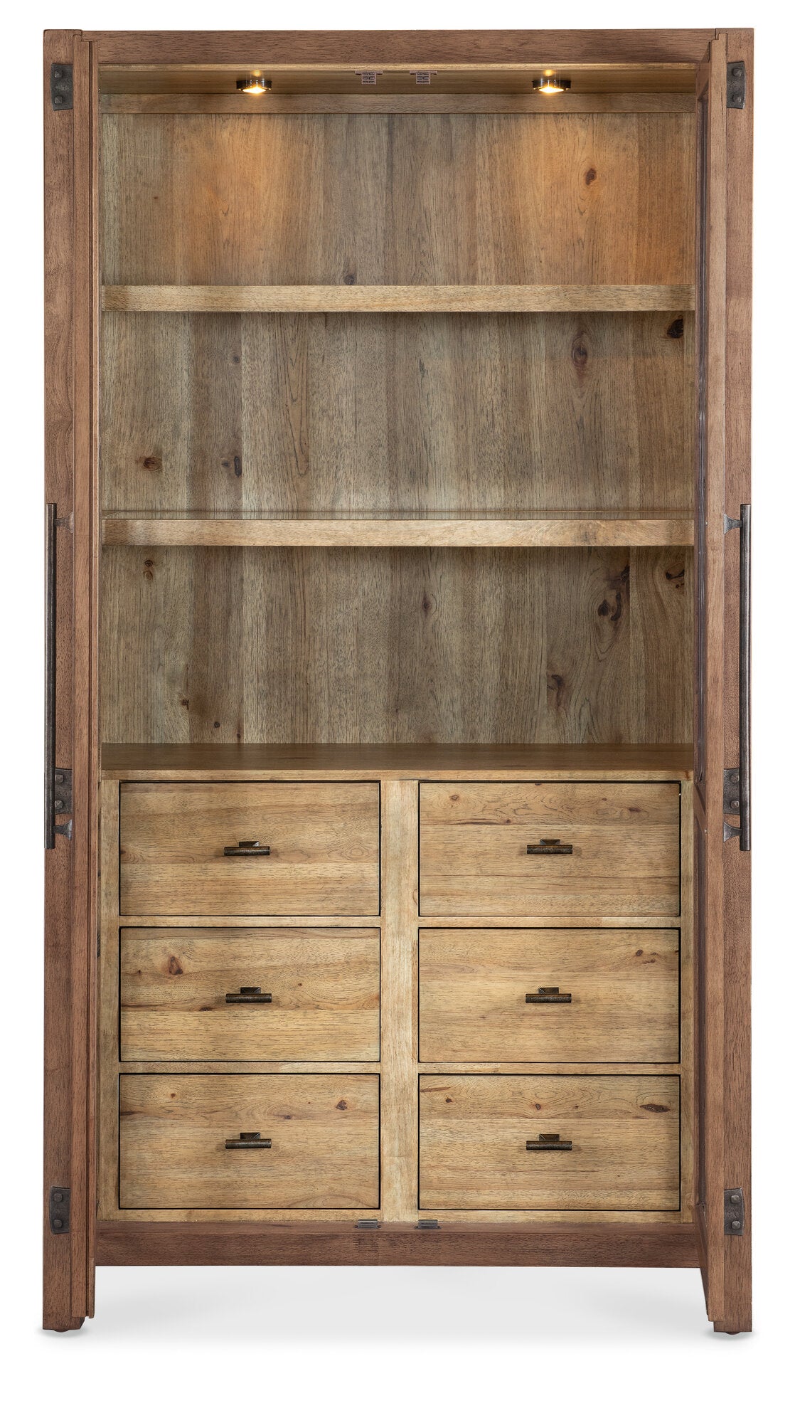 Vineyard Row Display Cabinet by Hooker Furniture in Pecky Hickory & Sonoma Finish