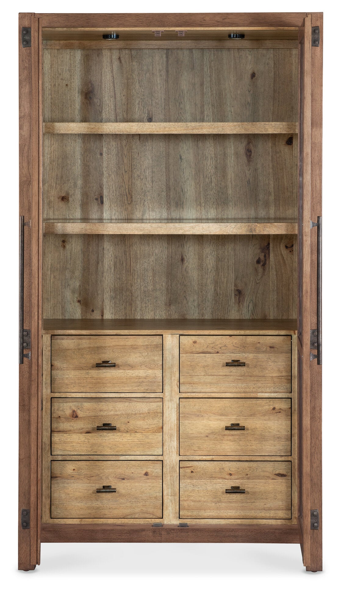 Vineyard Row Display Cabinet by Hooker Furniture in Pecky Hickory & Sonoma Finish