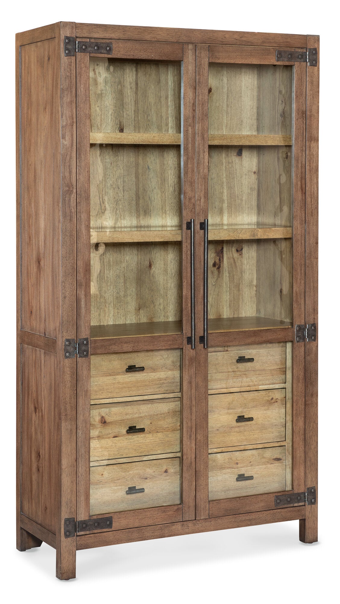 Vineyard Row Display Cabinet by Hooker Furniture in Pecky Hickory & Sonoma Finish