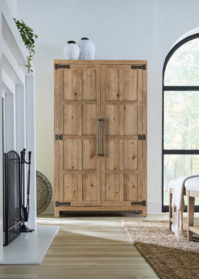 Vineyard Row Wardrobe by Hooker Furniture in Pecky Hickory & White Oak Veneers