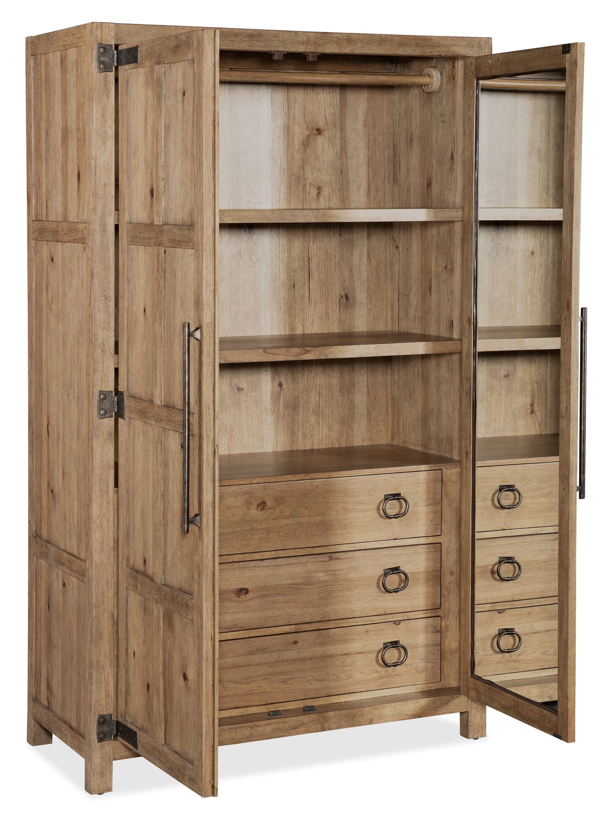 Vineyard Row Wardrobe by Hooker Furniture in Pecky Hickory & White Oak Veneers