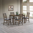 Walnut Finish 5pc Dining Set Table and 4 Side Chairs Brown Synthetic Leather Upholstery Solid Rubber Wood Kitchen Furniture - sold by Home Elegance USA