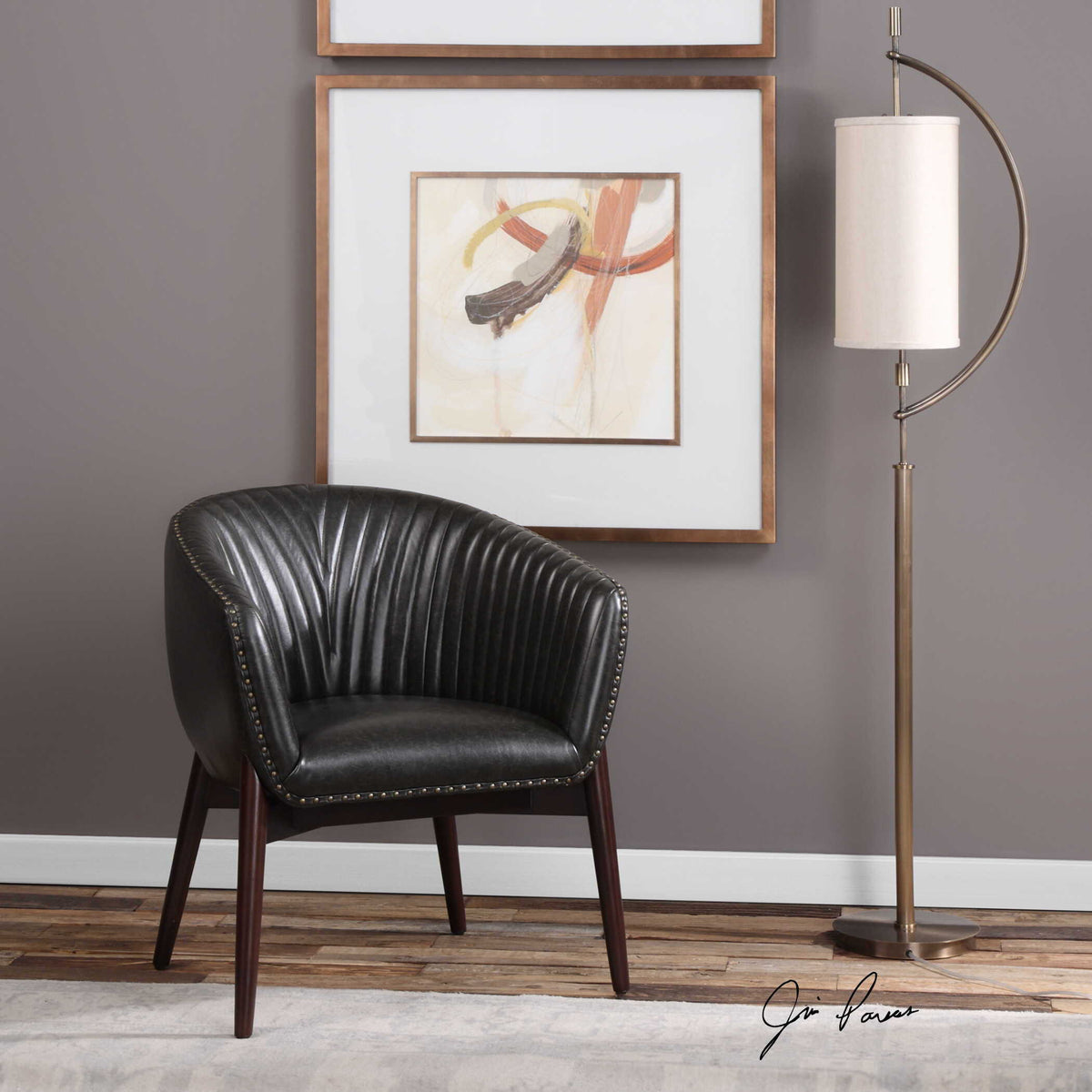 Anders Chenille Accent Chair - Black / Light Brown by Uttermost - View 7