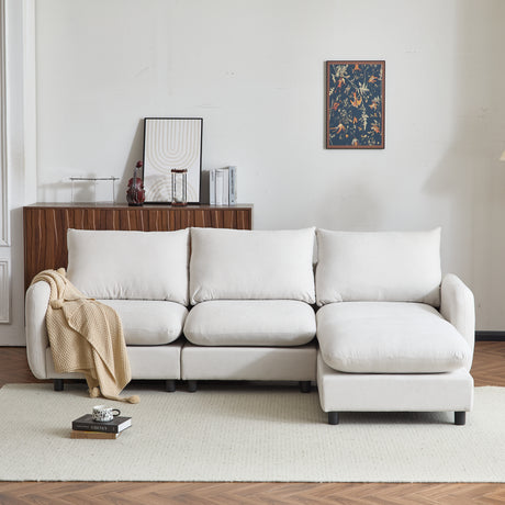 99 in. 4-Piece L Shaped Modular Free Combination Sectional Sofa Couch with Ottoman - sold by Home Elegance USA