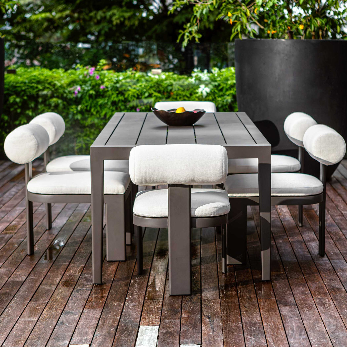 Bolster Back Outdoor Dining Chair - White / Black by Uttermost - View 3