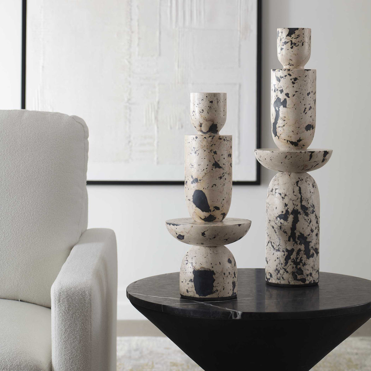 Nouveau Tower Sculptures (Set of 2) - White by Uttermost - View 4
