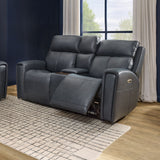 Warren Power Reclining Loveseat With Console, Power Headrest & Lumbar - Black | Flexsteel