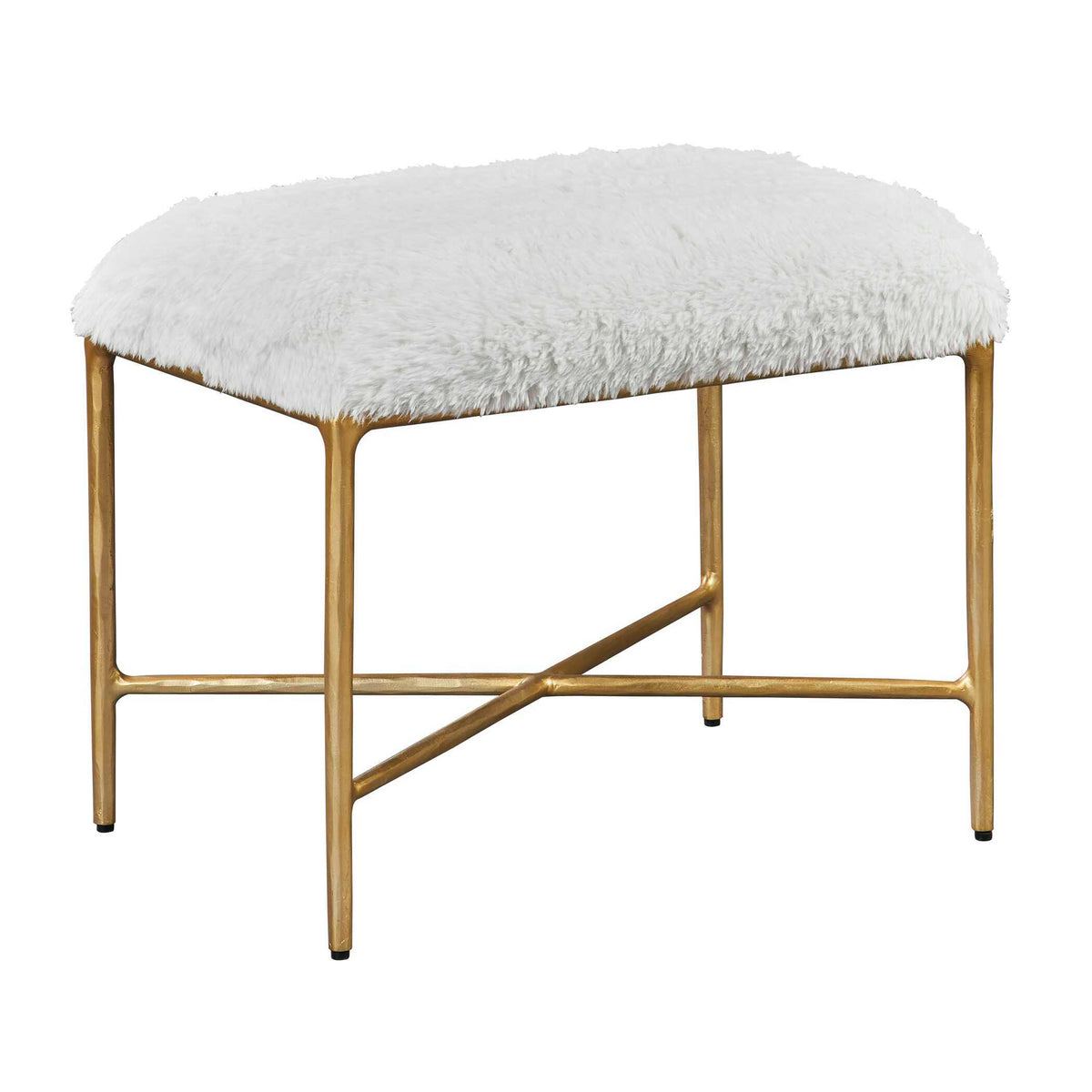 Charmed Sheepskin Small Bench - White / Gold by Uttermost - View 3
