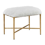 Charmed Sheepskin Small Bench - White / Gold by Uttermost - View 3