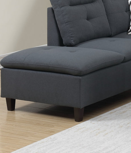 Living Room Furniture Charcoal Cushion Sectional w Ottoman Linen Like Fabric Sofa Chaise - sold by Home Elegance USA