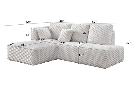 Manya Ivory Corduroy Sectional Sofa - sold by Home Elegance USA