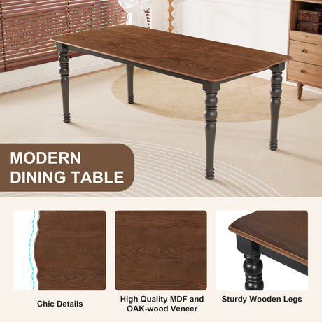 7-Piece Dining Table Set, 60inch to 78inch Extendable Wood Dining Table with Removable Leaf, Kitchen Table Set with 6 Upholstered Side Chair, Dining Table Set for 6 - sold by Home Elegance USA