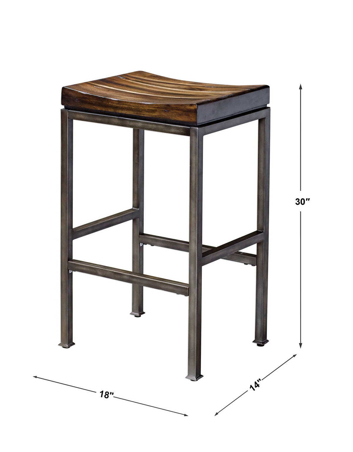 Beck Industrial Bar Stool Dark Brown & Black - Dark Brown / Black by Uttermost - View 7