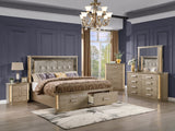 King 5PC Bedroom set Made with Wood in Gold