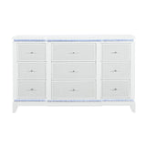 Adalid Modern White Dresser with LED Light and Glittered Drawer Fronts
