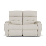 Strait Leather Power Reclining Loveseat With Power Headrests | Flexsteel