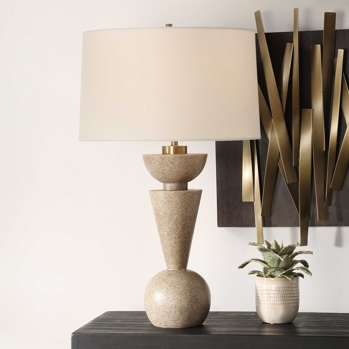 Cullum Geometric Table Lamp - Light Brown by Uttermost - View 2