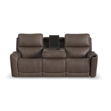 Carter Power Reclining Sofa With Console & Power Headrests & Lumbar - Cappuccino | Flexsteel