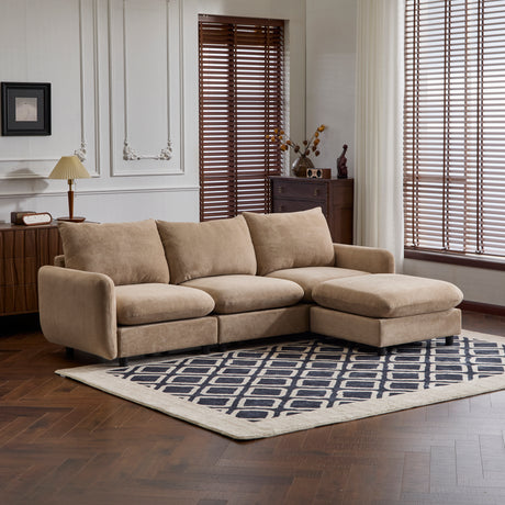 99 in. 4-Piece L Shaped Modular Free Combination Sectional Velvet Sofa Couch with Ottoman, Nomad - sold by Home Elegance USA