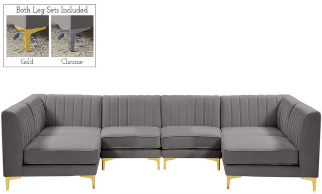 Alina - Modular Sectional 6 Piece - Grey - Fabric - 604Grey - Sec6B - Home Elegance USA - 1