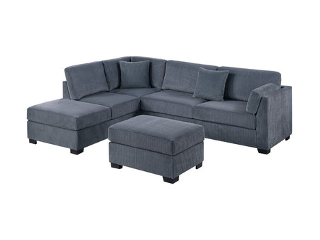 Contemporary Sectional Sofa Set Reversible L/R Chaise Sofa Dark Gray Corduroy Upholstered Pillows Living Room Furniture - sold by Home Elegance USA