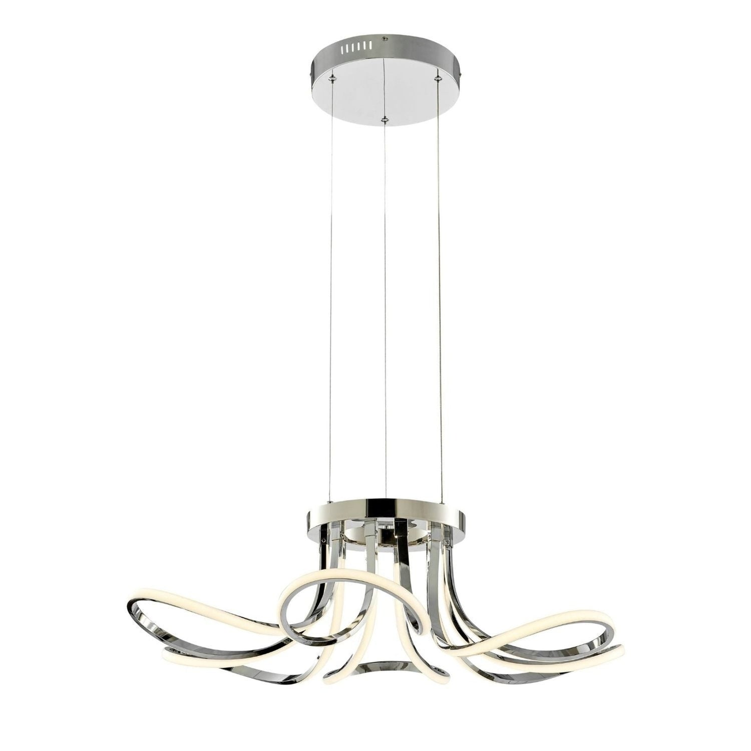 6 Petal Flower Led Strip Chandelier // Chrome And Dimmable | Finesse | Home Elegance USA