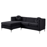 Chloe Black Velvet Sectional Sofa Chaise with USB Charging Port - Home Elegance USA