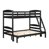 Twin over Full Bunk Bed with Guard Rails 1pc Sturdy Wooden Black Finish Youth Bedroom Furniture - sold by Home Elegance USA