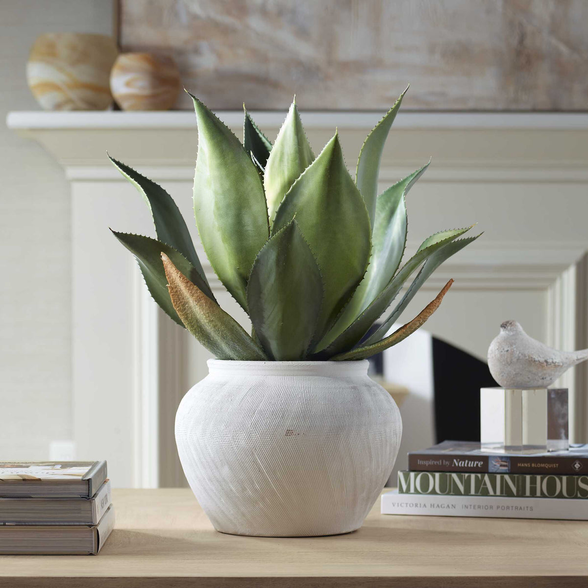Tierra Agave Centerpiece With Vase - White by Uttermost - View 2