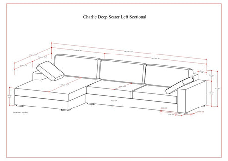 Charlie Deep Seater Left Sectional Sofa - sold by Home Elegance USA