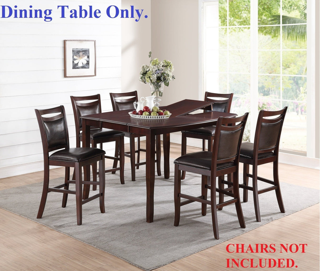 Dining Room Furniture Dining Table Dark Brown Counter Height Table w Butterfly Leaf Wooden Top 1pc Kitchen High Table - B01180911 - Home Elegance USA - 5