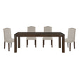 5pc Dining Set Dark Brown Finish Table and Taupe Fabric Upholstered 4x Side Chairs Wooden Modern Dining Kitchen Furniture