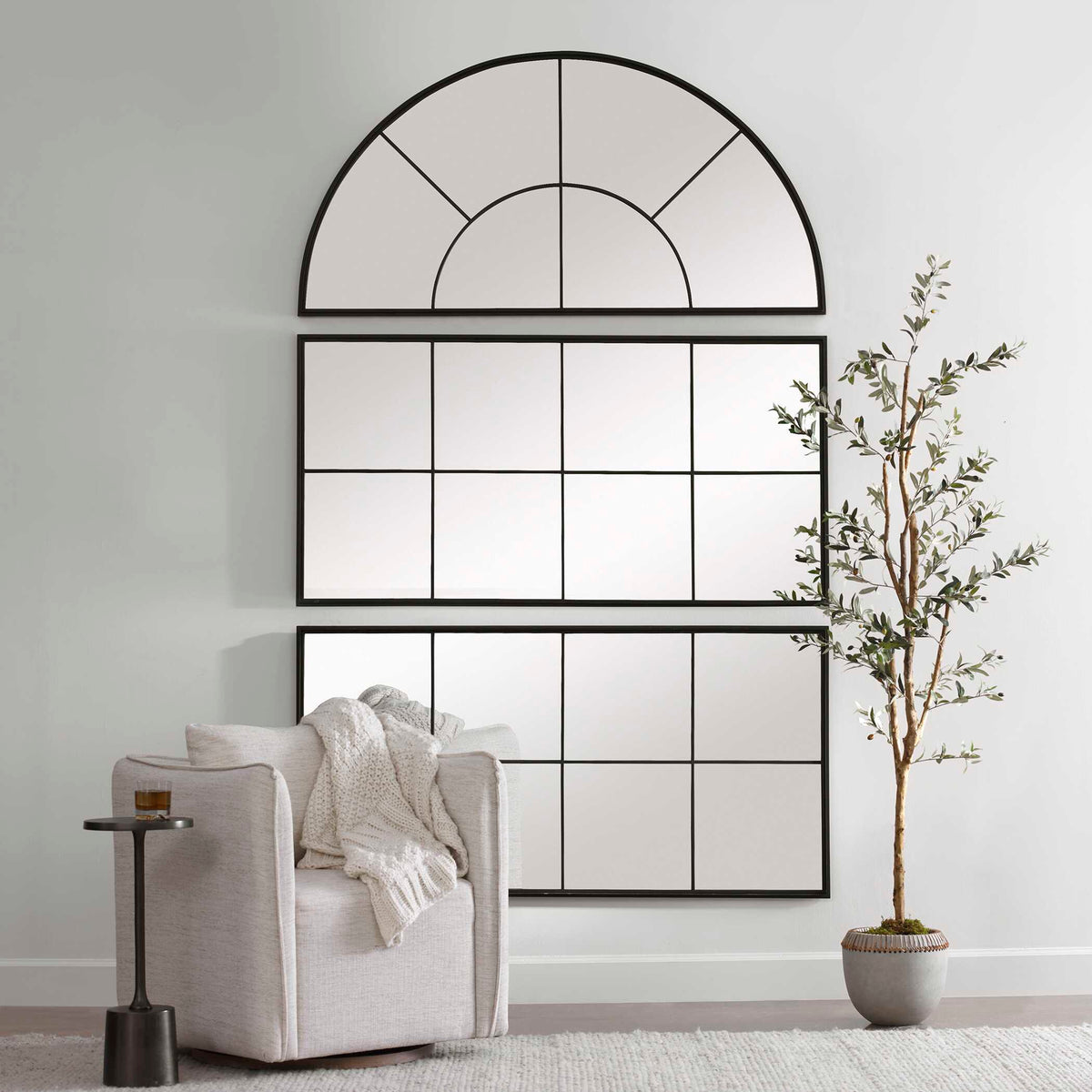 Rousseau Iron Window Mirror - Black by Uttermost - View 8