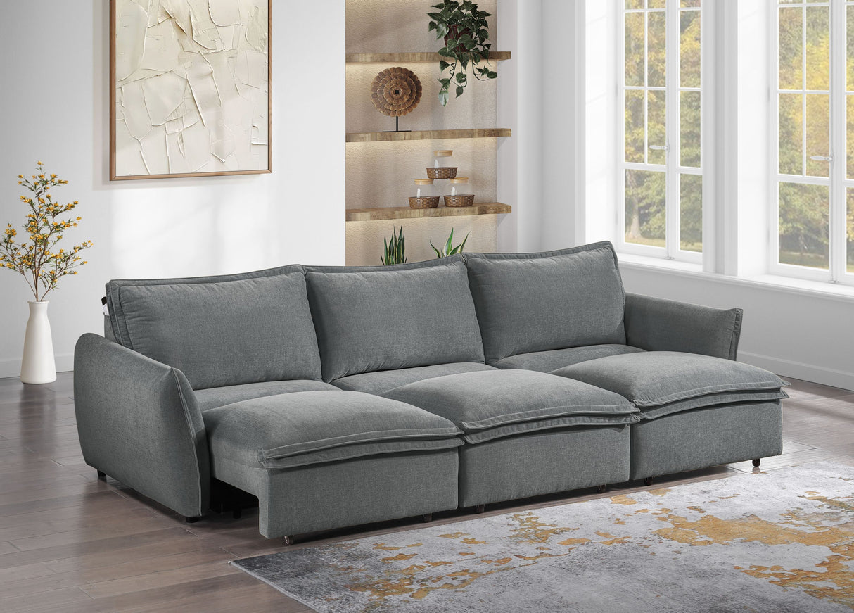 Eaden Gray Chenille Power Sofa w/Sleeper