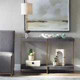 Taja Modern Brass / Wood Console Table - Gold / Dark Brown by Uttermost - View 2
