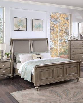 Modern Luxury Style 1pc Eastern King Size Bed Two Panel Headboard Antique Silver Finish Bedroom Furniture