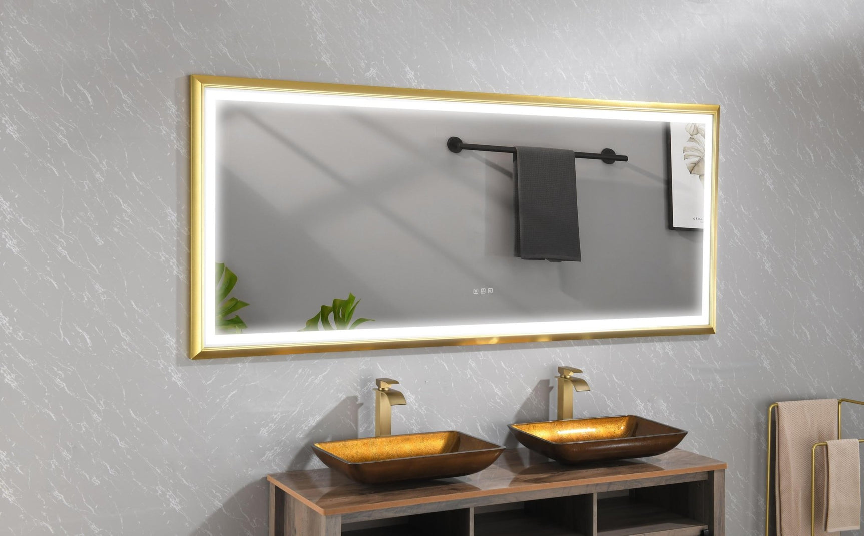 72in. W x 48in. H Oversized Rectangular Black Framed LED Mirror Anti - Fog Dimmable Wall Mount Bathroom Vanity Mirror HD Wall Mirror Kit For Gym And Dance Studio 48X 72Inches With Safety Ba - W127290910 - image - 12