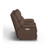 Porter Power Reclining Loveseat With Console, Power Headrest, & Lumbar | Flexsteel