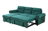 Ashton Green Velvet Fabric Reversible Sleeper Sectional Sofa Chaise | Home Elegance USA