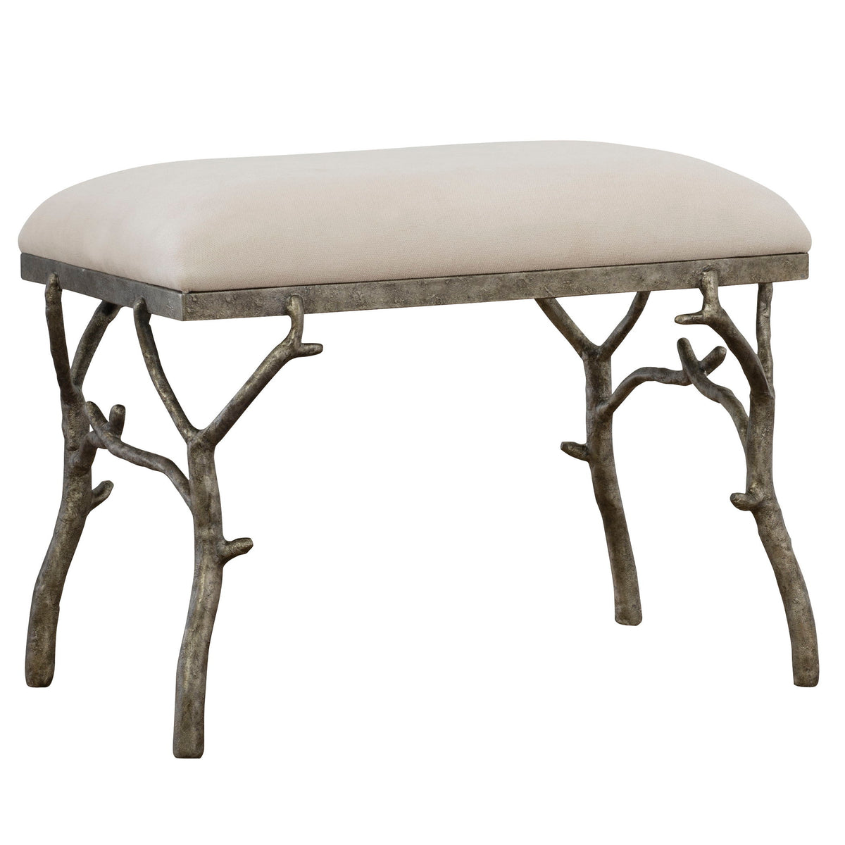 Lismore Small Fabric Bench - Beige / Dark Brown by Uttermost - View 1