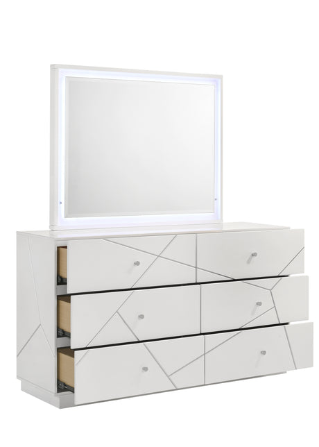 Manhattan Queen 4-Piece Bedroom Set – Modern Design with Lacquer Finish, Geometric Accents, and LED Lighting (NJ Inventory) - sold by Home Elegance USA